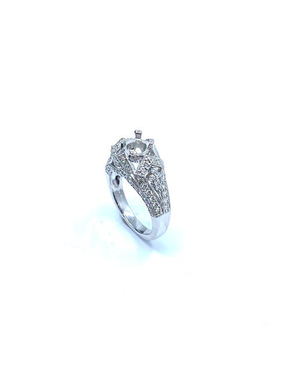 18 K White Gold Diamond Designer Engagement Ring (Semi-Mount)