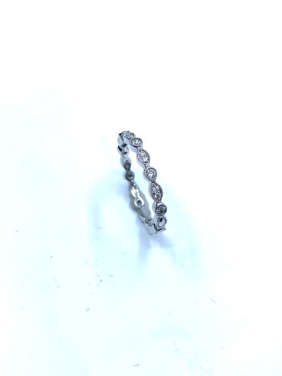 14 K W Gold Diamond Eternity Band / Ring (SIZABLE), Gold, 2 grams, TW of Diamonds, 0.18 CT