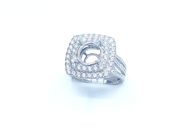 14 K W Gold Diamond Semi-mount Engagement Ring, Gold, 6.29 grams, TW of diamonds, 1.534 ct
