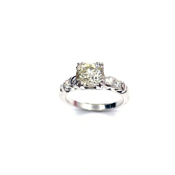 14 K White Gold Engagement Solitaire Ring European Cut