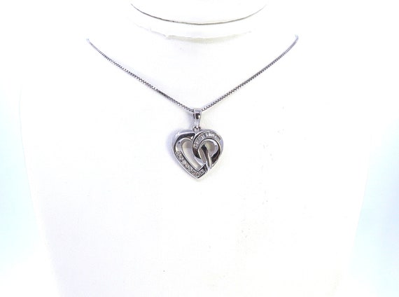 14 K White Gold Heart Shaped Fancy Designer Slider Pendant with Chain, Gold, 4.1 grams, TW of diamonds, 0.68 CT