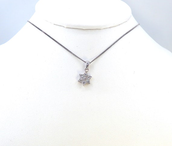 14 K White Gold Diamond Star of David Pendant, Gold, 2.9 grams, TW of diamonds, 0.74 CT