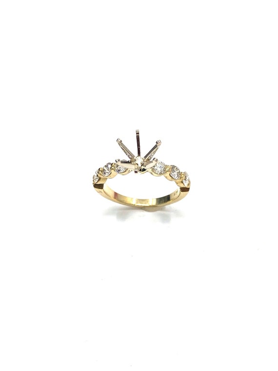 14 K Yellow Gold Diamond Ring Semi-mount, Gold, 3.4 grams, TW of diamonds, 0.80 CT