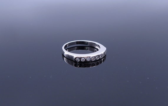 14 K White Gold Diamond Band / Ring with side Diamond and Gallery