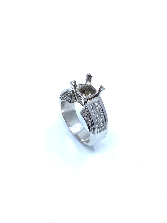 18 K White Gold Diamond Engagement Ring (Semi-Mount)