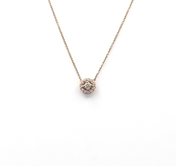 Dainty 14 K Yellow Gold Circular Diamond Necklace, Gold, 1.9 grams, TW of diamonds, 0.34 CT