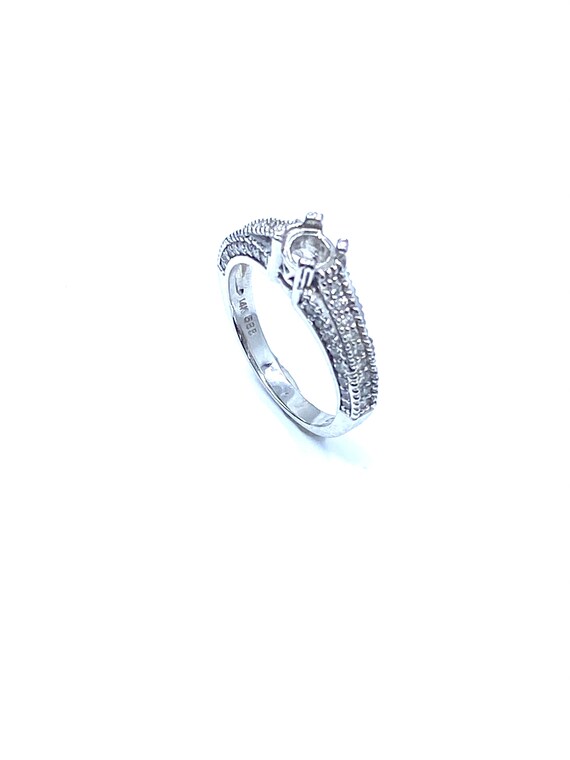 14 K W Gold Diamond Engagement Ring w/ Built in Four Prongs , Gold, 4.6 grams, TW of diamonds, 0.58 CT