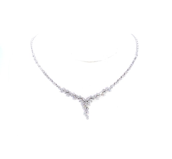 18 K W Gold Diamond Bridal Necklace, Gold, 15.83 grams, TW of diamonds, 2.84 CT