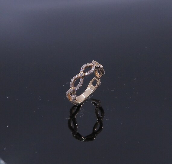 14 K Yellow Gold Diamond Wave Ring