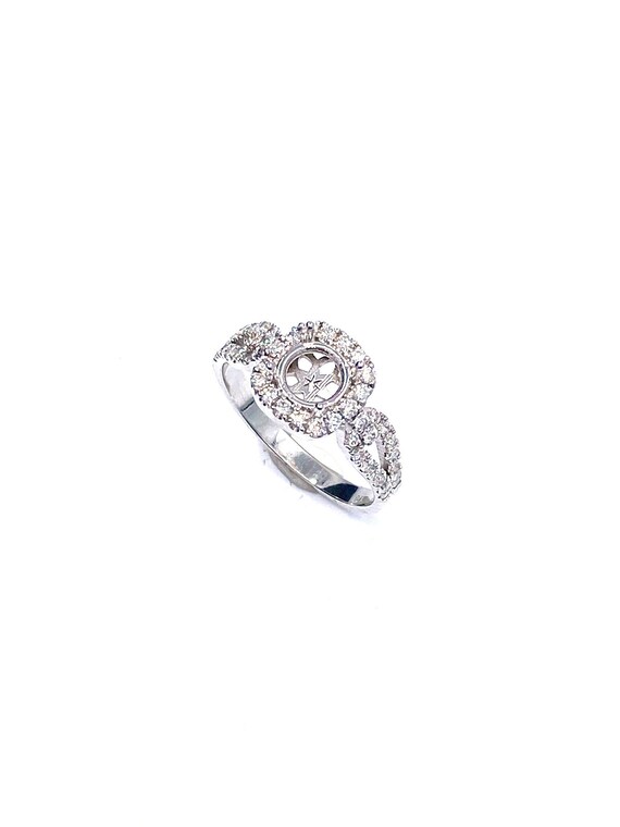 14 K White Gold Diamond Semi-mount Engagement Ring