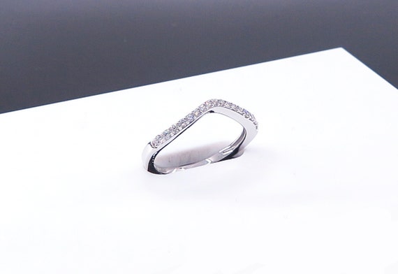 14 K White Gold Diamond Band / Ring in Two Rows of Shared Prong in a One Row Chanel Set