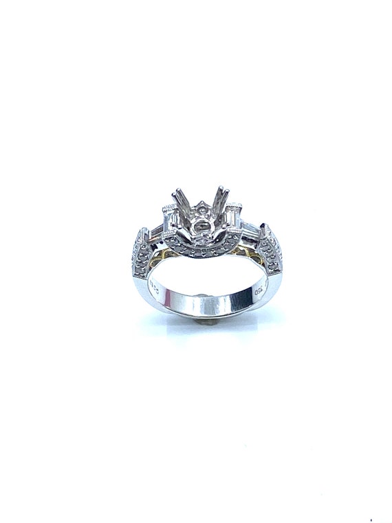 18 K Two-Tone Gold Designer Engagement Ring (Semi-mount) featuring Stunning Side Galleria