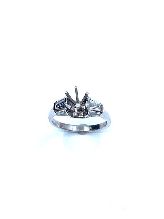 14 K W Gold Diamond Semi-mount Engagement Ring, Gold, 4.2 grams, TW of diamonds, 0.92 CT