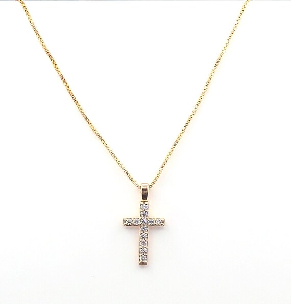 14 K Yellow Gold Cross Diamond Slider Pendant, Gold, 1.5 grams, TW of diamonds, 0.48 CT