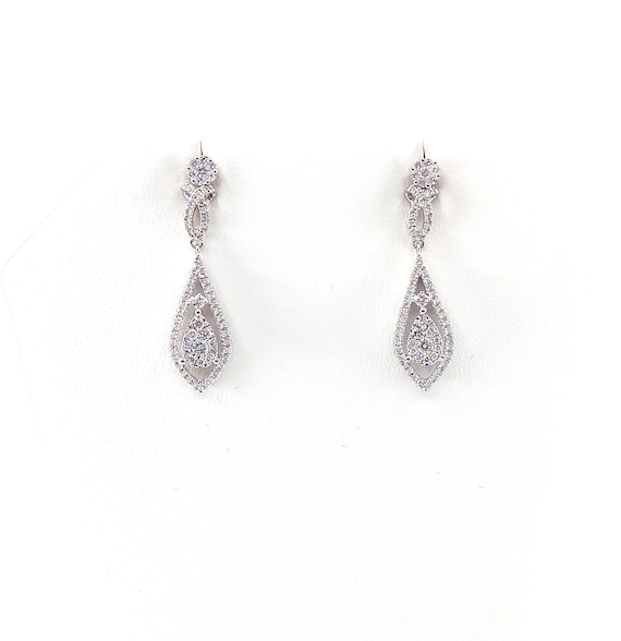 18 K White Gold Fancy Bridal Designer Diamond Dangling Earrings