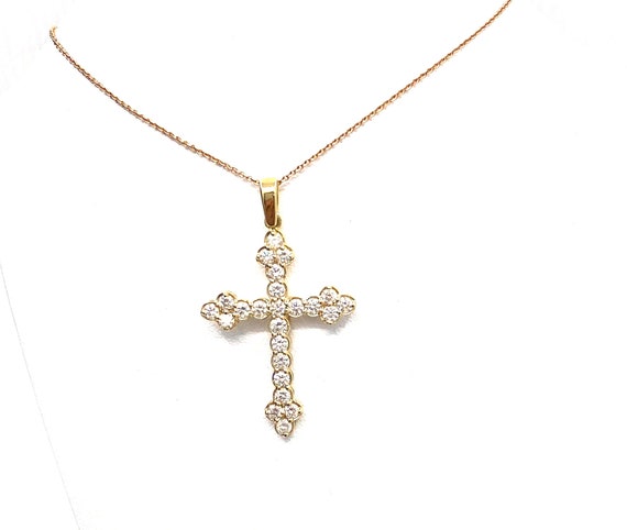 14 K Y Gold Cross Diamond Slider Pendant, Gold, 3.9 grams, TW of diamonds, 0.88 CT