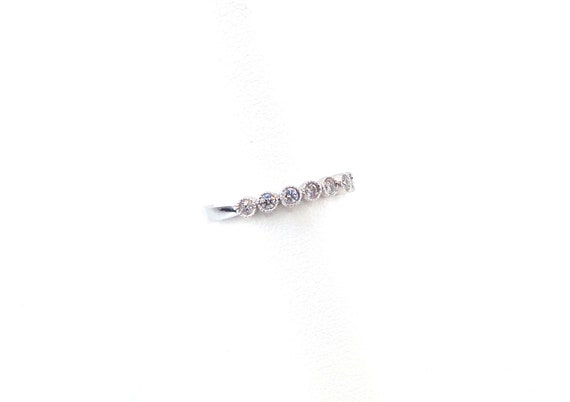 14 K Delicate White Gold One Row Diamond Band / Ring