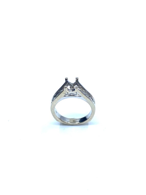 14 K W Gold Designer Diamond Engagement Ring Semi-mount on One Row Channel Set, Gold, 6.3 grams, TW of diamonds, 0.58 CT