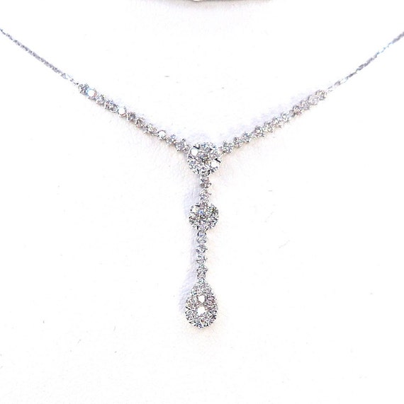 18 K Designer Dangle Drop  Diamond Necklace, Gold, 2.85 grams, TW of diamonds, 0.94 CT