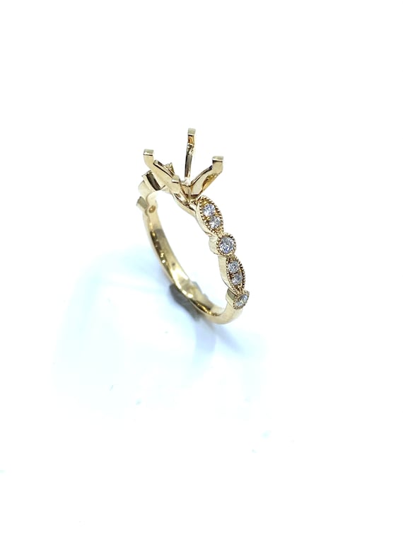 14 K Yellow Gold Diamond Ring Semi-mount