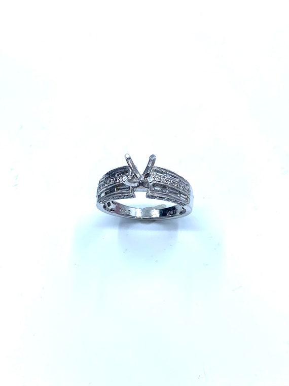 14 K W Gold Diamond Semi-mount Engagement Ring, Gold, 5.2 grams, TW of diamonds, 0.76 CT