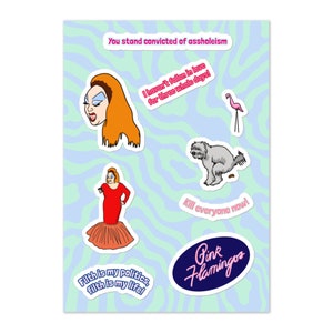 Pink Flamingos John Waters Divine sticker sheet