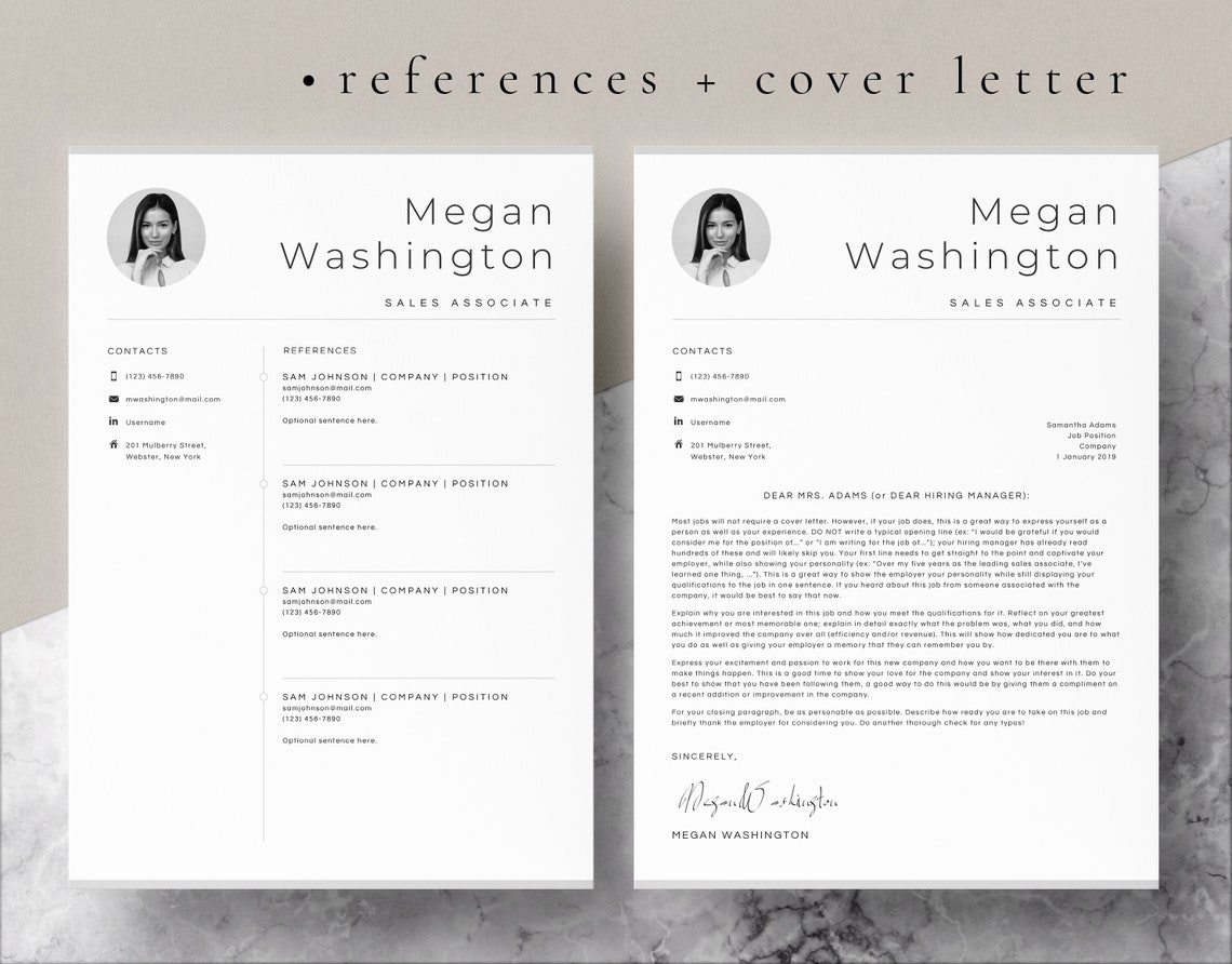 4 Page Resume Template Cover Letter and References Template for MS Word ...