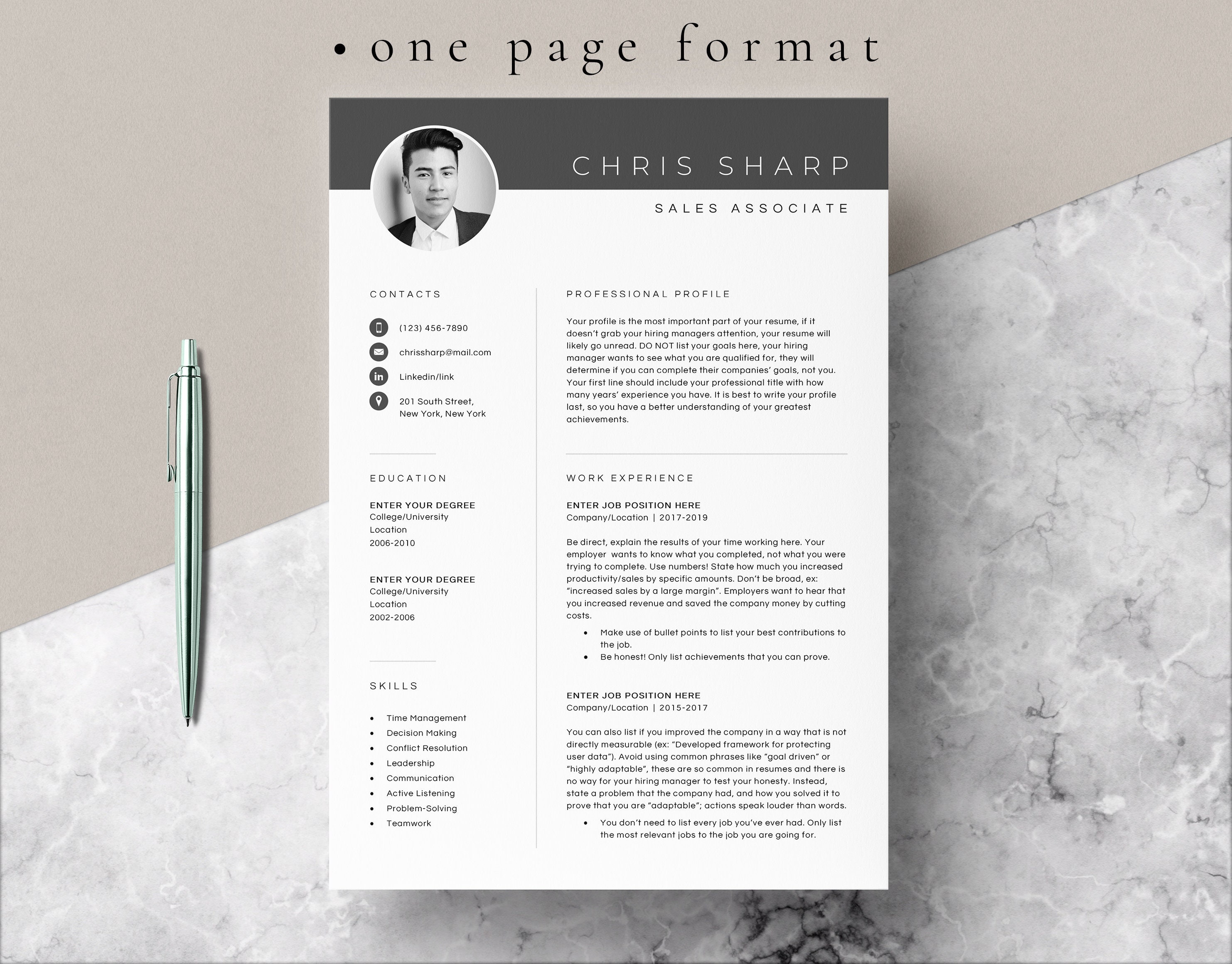 4 Page Resume Template Cover Letter and References Template for MS Word ...