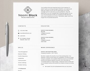 4 page Resume Template Cover Letter and References Template for MS Word DIY Printable Modern Resume | Resume Guide Writing Tips | Mac CV
