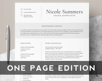 eine Seite Bewerbungsvorlage Anschreiben und Referenzen Vorlage für MS Word DIY Printable Modern Resume | Lebenslauf Anleitung Schreibtipps | Mac CV