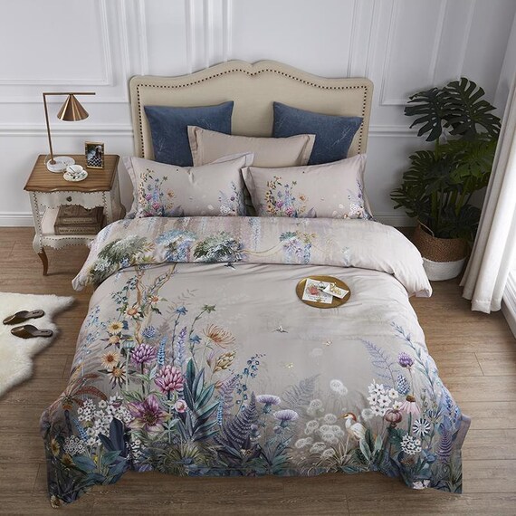 Egyptian Cotton Bedding Set Queen King Sizes 4pcs Birds Etsy