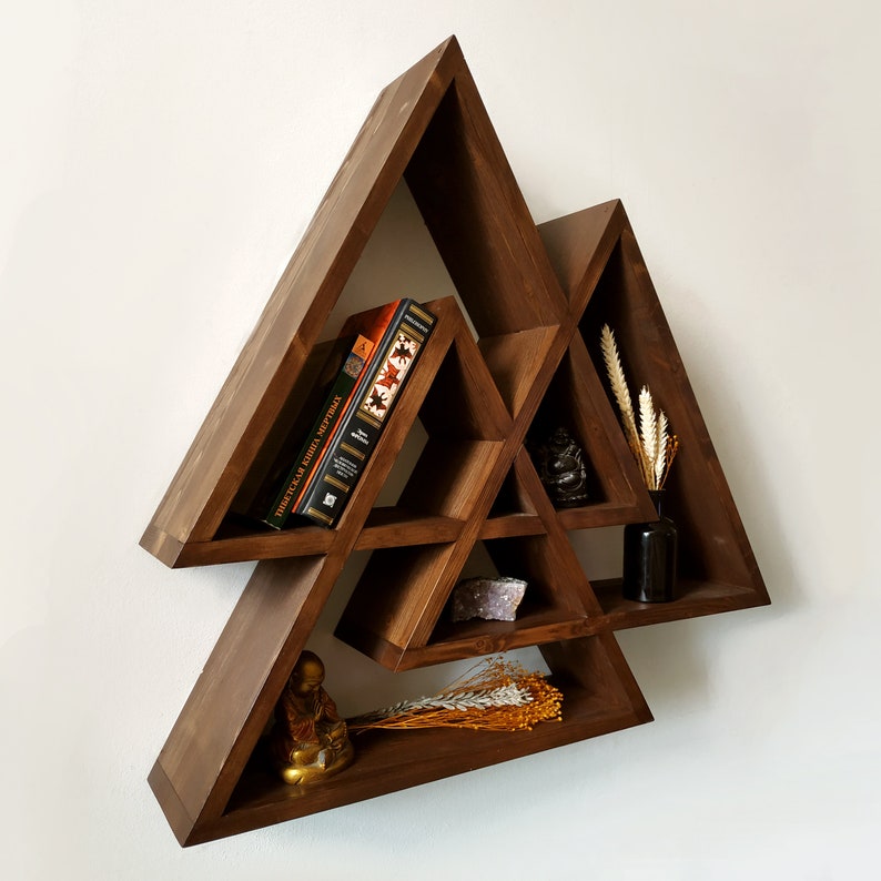 Triangle shelf set wood geometric shelves farmhouse shelves Etsy