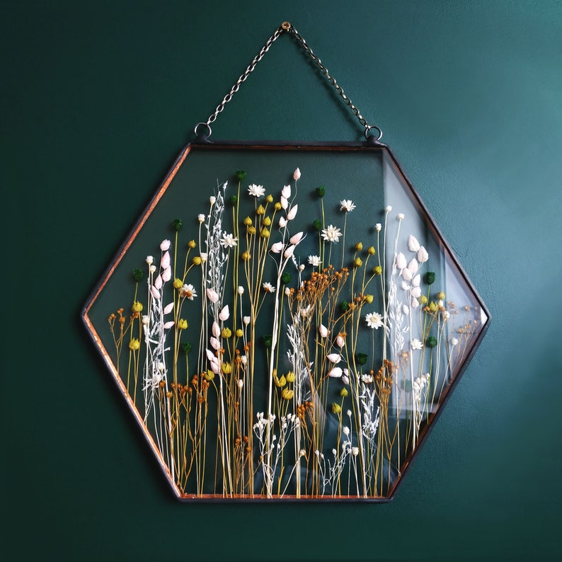 Pressed glass frame wall decor living room decor herbarium Etsy