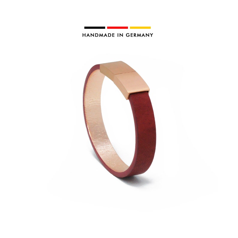 Women/'s Leather Bracelet Rose gold magnetic clasp ruby 11 Different Colors red BANDLETS\u00ae by AIMI