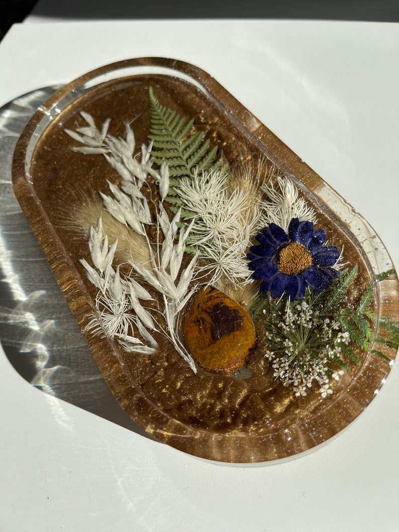 Jasper resin oval tray