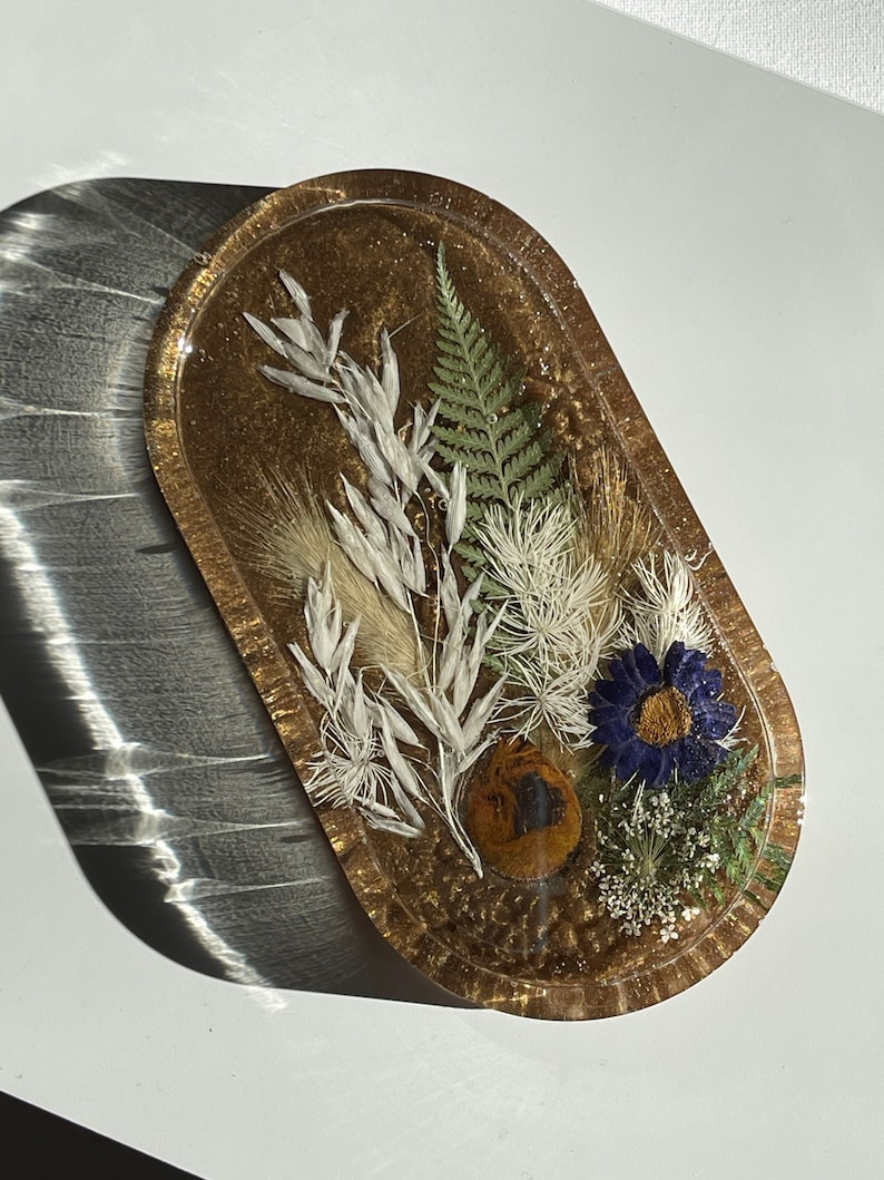 Jasper resin oval tray