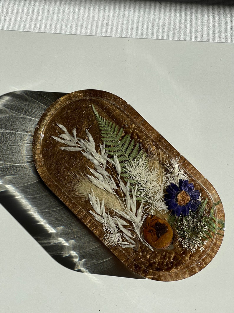Jasper resin oval tray