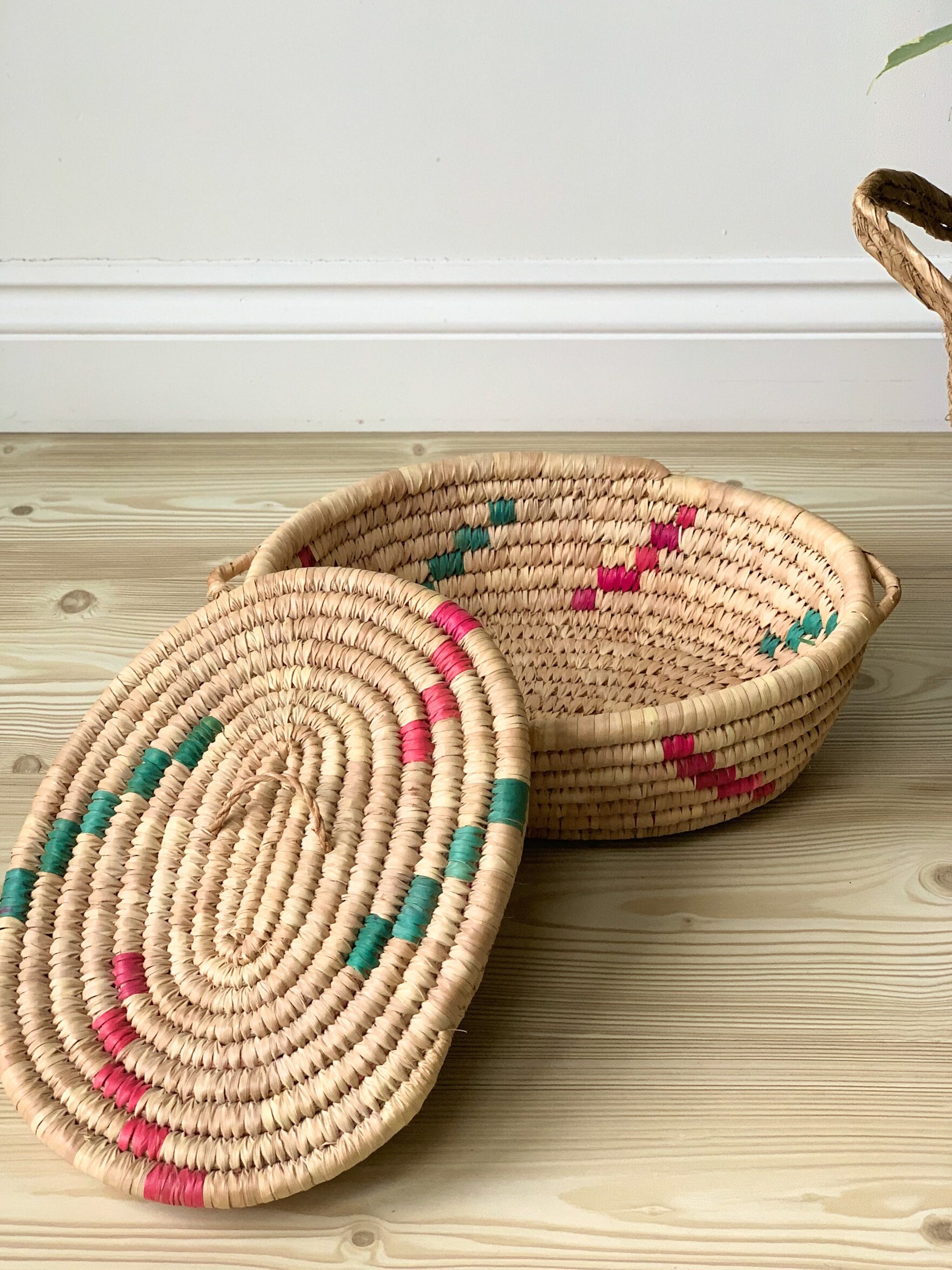 Cesta de almacenamiento tejida vintage con tapa / cesta de | Etsy