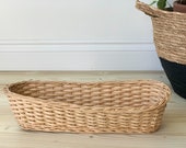 Vintage Wicker Plant Trough Herb Planter Rattan Plant Pot Indoor Planter Boho Home Decor
