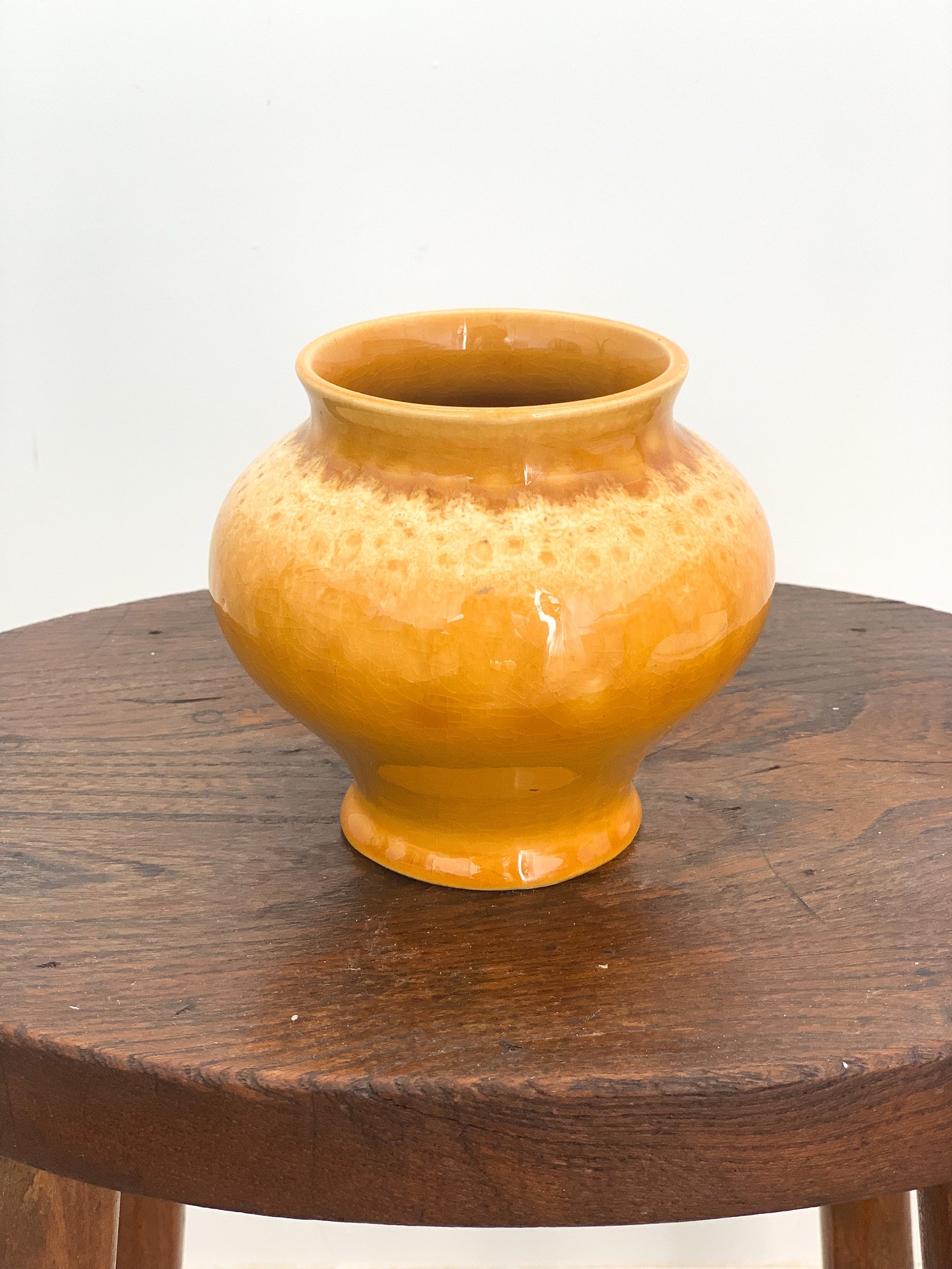 Small Yellow Vintage Vase Yellow Ceramic Flower Vase Etsy