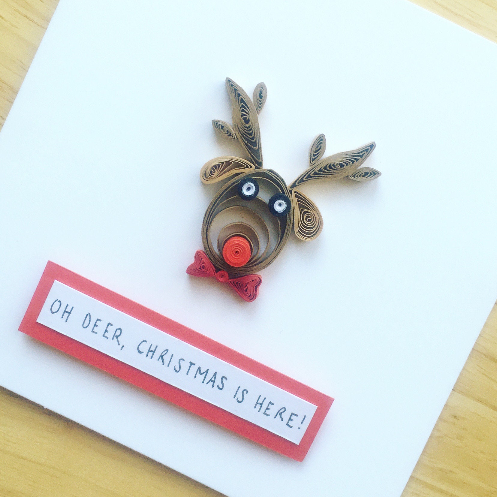 Hand Quilled Reindeer Card Quilled Art Paper Art Etsy