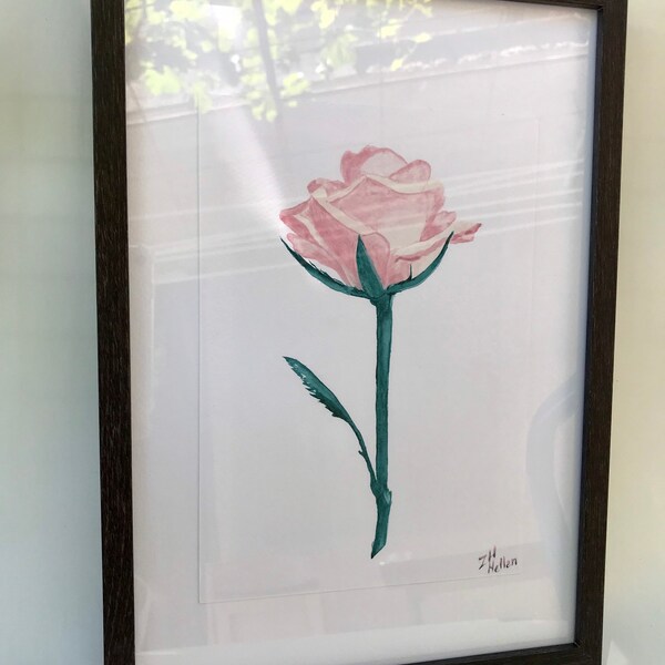 Original Aquarelle painting - Pink Rose - Aquarelle Painting - Watercolor painting - Wall Decor - Gift ideas - Home Decor