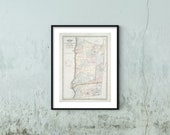1841 Map of Ithaca, New York Map of the counties of Dutchess and Putnam Stone Clark Vintage Fine Art Reproduction