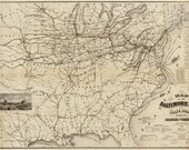 Old Map of the Baltimore and Ohio Rail Road with its branches and connections Publication Date 1878 Vintage Fine Art Reproduction