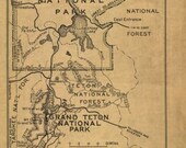 Old Map of Boundaries of Yellowstone National Park as revised by act dated March 1, 1929 Vintage Fine Art Reproduction