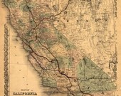 Old Map of California to accompany printed agreement of S. O. Houghton as to the rights of the Southern Pacific Fine Art Reproduction