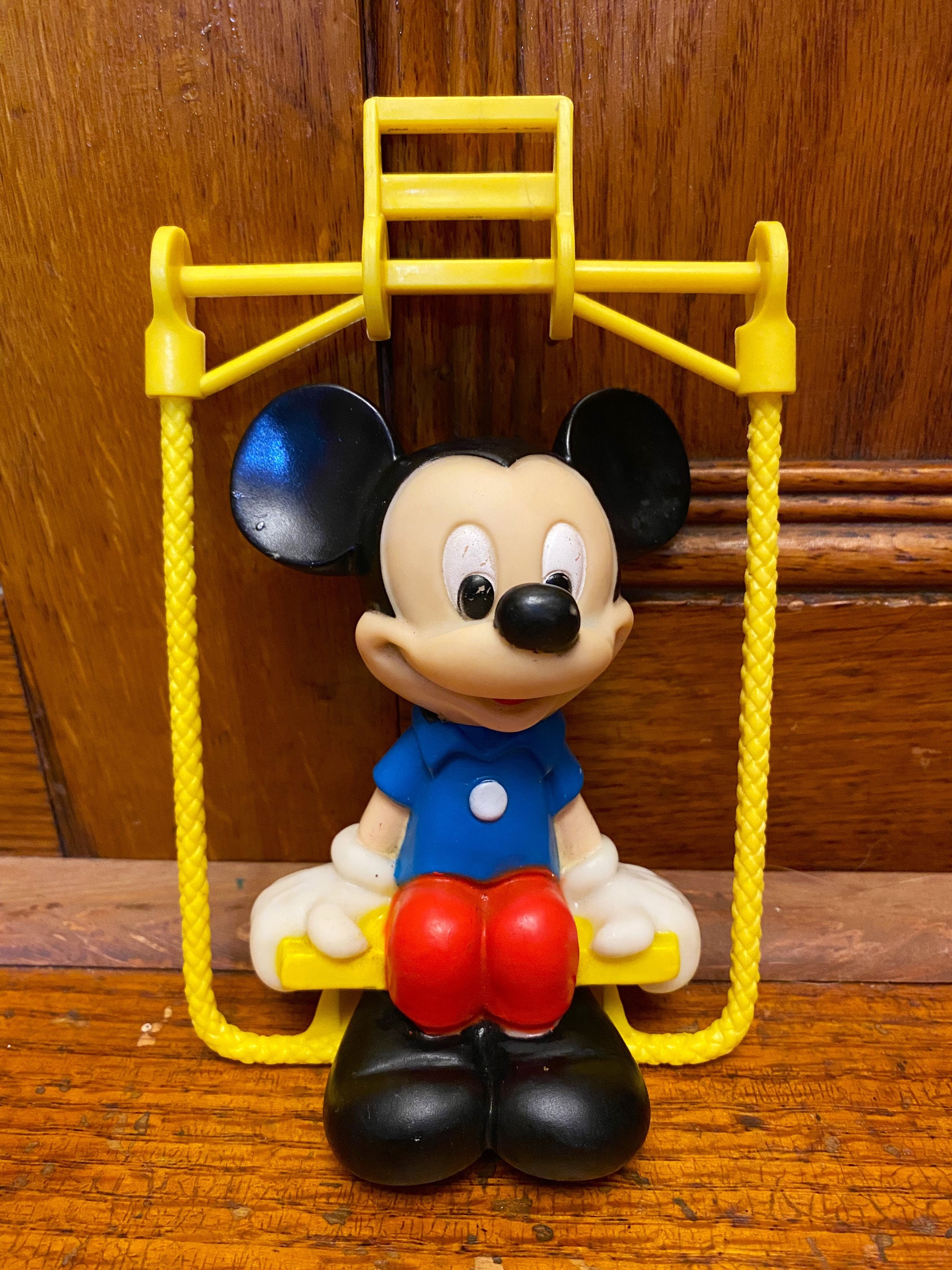 Vintage Disney Mickey Mouse Keychain Mickey Wearing Blue Polka