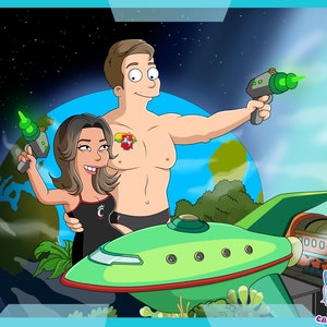 We draw you in your favorite animated TV show style, Portrait in cartoon style, personalized art, custom portrait