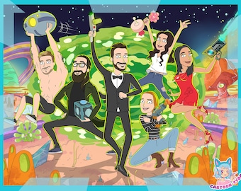 We draw you in your favorite animated TV show style, Portrait in cartoon style, personalized art, custom portrait