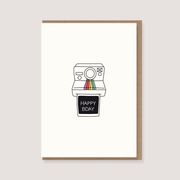 Karte - zum Geburtstag - "Polaroid - Happy Bday"